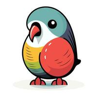 Cute parrot on white background. Vector illustration in cartoon style.