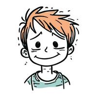 Funny cartoon boy. Vector illustration of a boy with red hair.