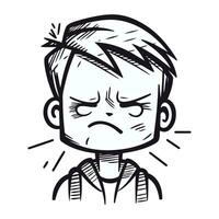 Angry boy. Vector illustration of a boy with a sad face.