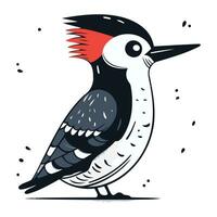 Vector image of a cute cartoon woodpecker on a white background.