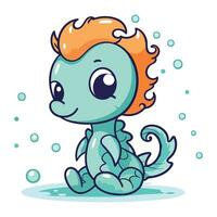 Cute cartoon sea monster. Vector illustration isolated on white background.