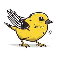 Vector illustration of a cute little yellow bird on a white background.