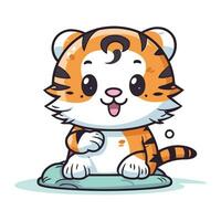 Cute tiger character vector illustration. Cute cartoon tiger character design.