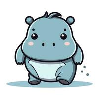 Cute hippo character. Vector illustration. Isolated on white background.