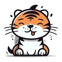 Cute tiger cartoon character. Vector illustration of a cute tiger.