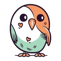 Cute cartoon bird isolated on white background. Vector illustration in doodle style.