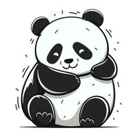 Cute panda bear cartoon vector illustration isolated on white background.