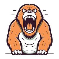 Angry gorilla. Vector illustration in cartoon style on white background.