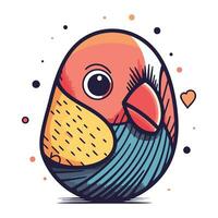 Cute cartoon parrot with big eyes. colorful vector illustration.