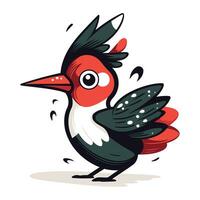 Vector illustration of a cute cartoon woodpecker bird isolated on white background.