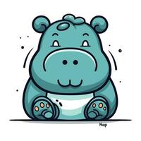 Cute hippopotamus. Vector illustration of a cute hippo.