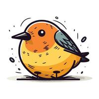 Cute little bird. Hand drawn vector illustration in cartoon style.