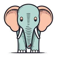 Cute cartoon elephant. Vector illustration of an animal for children.