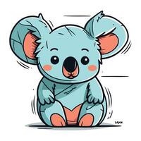 Cute cartoon koala sitting on the ground. Vector illustration.