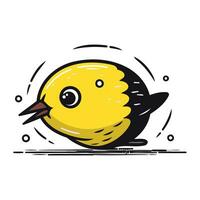 Cute little bird. Hand drawn vector illustration in cartoon style.