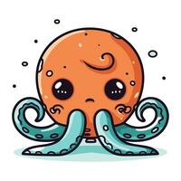 Cute cartoon octopus. Vector illustration of cute octopus.