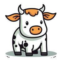 Cute cartoon cow. Vector illustration isolated on white background. Farm animals.