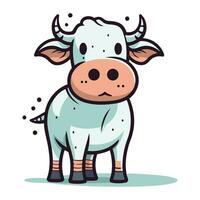 Cute cartoon cow on white background. Vector illustration in flat style.