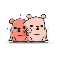 Cute couple of hamsters. Vector illustration in cartoon style.