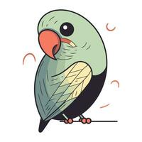 Cute cartoon parrot on white background. Vector illustration in flat style.