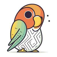 Parrot with maze on a white background. Vector illustration in flat style.