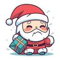 santa claus with gift. christmas character. vector illustration