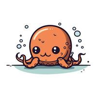 Cute cartoon octopus. Vector illustration isolated on white background.