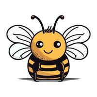 Cute cartoon bee. Vector illustration. Isolated on white background.