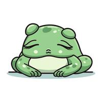 Cute frog sleeping. Vector illustration isolated on a white background.