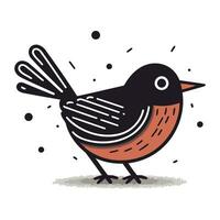 vector ilustración de linda dibujos animados pájaro. mano dibujado garabatear estilo.