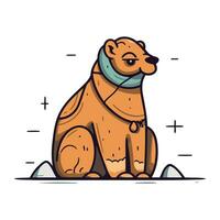 Cute cartoon bear with a bandage on his head. Vector illustration.