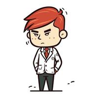 Upset Redhead Doctor   Vector Cartoon Illustration