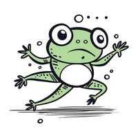 Frog jumping in the air. Vector illustration on a white background.