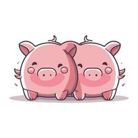 Cute piggy cartoon vector illustration. Isolated on white background.