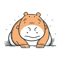 Hippopotamus. Cute cartoon animal. Vector illustration.