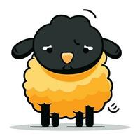 Cute sheep cartoon character vector illustration. Cute black and yellow sheep.