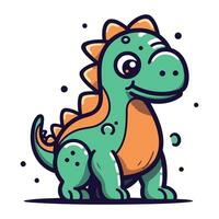 Cute cartoon dinosaur. Vector illustration. Isolated on white background.