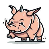 Cartoon rhinoceros. Vector illustration on white background.