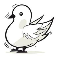 Pigeon doodle on white background. Vector illustration.