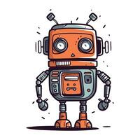 Cute cartoon robot. Vector illustration isolated on a white background.