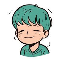 Cute cartoon boy. Vector illustration of a boy with blue hair.