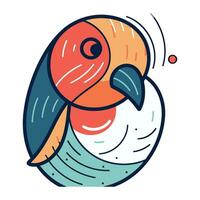 Cute parrot. Vector illustration in doodle style.