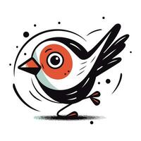 Vector illustration of a cute little bird on a white background. Cartoon style.