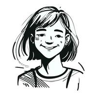 Portrait of a smiling girl. Vector illustration in sketch style.