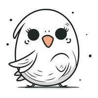 Cute kawaii owl on white background. Vector illustration.