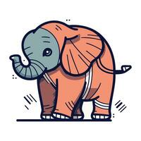 Cartoon elephant. Hand drawn vector illustration in cartoon comic style.