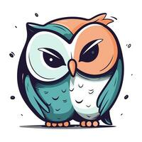 Cute cartoon owl on white background. Vector illustration for your design