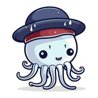 Jellyfish Octopus Cartoon Mascot Character Vector Illustration