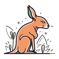 Vector illustration of a cute kangaroo sitting on the ground.