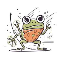 Frog with big eyes. Vector illustration of a cartoon frog.